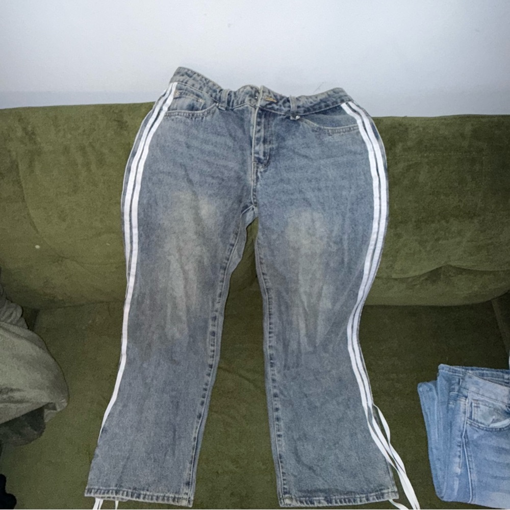 Target Women's Blue Jeans with White Stripes